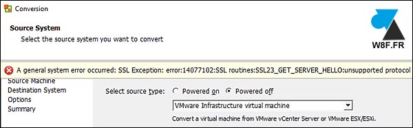 VMware Converter SSL encryption error vCenter ESXi