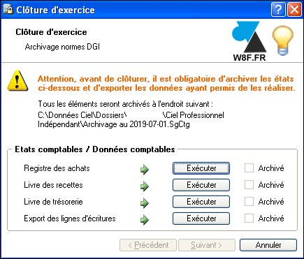 tutoriel Ciel comptabilité traitement archiver états