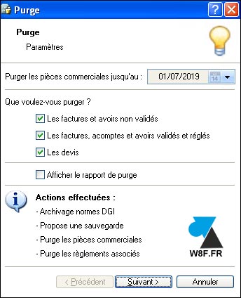 tutoriel Ciel comptabilité purge devis facture avoir