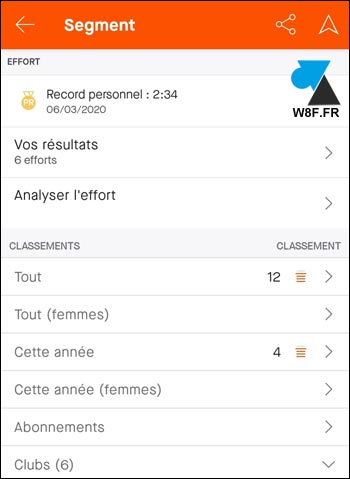 tutoriel Strava segment classement details