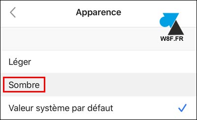 tutoriel Outlook iOS iPhone iPad reglages apparence theme sombre