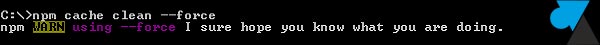 tutoriel npm cache clean force clear