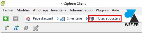 VMware vSphere Client inventaire hote cluster