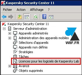 tutoriel licence Kaspersky Security Center KAV KES