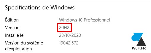 Windows 10 20H2 2009 W10 version