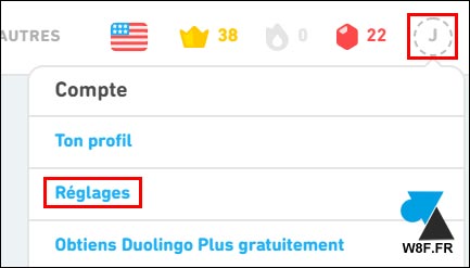 tutoriel duolingo reglages