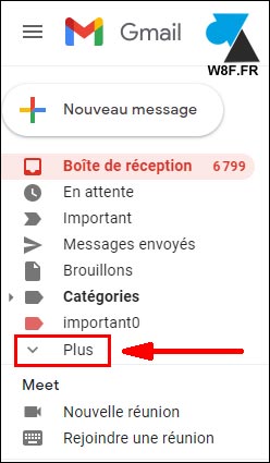 gmail plus menu dossier libellé