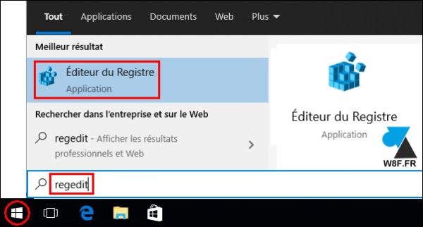 tutoriel ouvrir regedit Windows 10