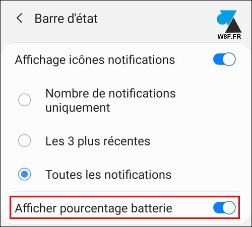 tutoriel Samsung One UI afficher pourcentage batterie