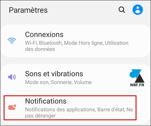 tutoriel paramètres notifications Samsung Galaxy Tab réglages configuration notif