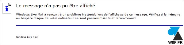 erreur Windows Live Mail et Windows 10 W10