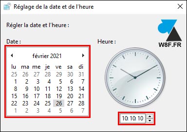 tutoriel changer la date et heure Windows 10 Server