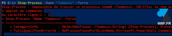 tutoriel Windows 10 PowerShell stop process error