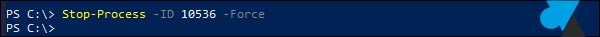 tutoriel Windows 10 PowerShell stop process id pid