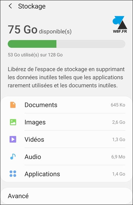 tutoriel Samsung Android stockage memoire interne