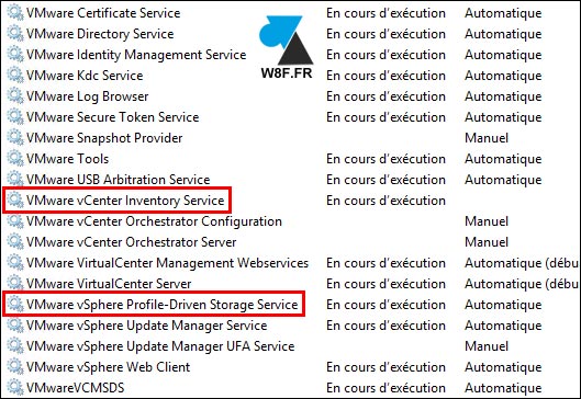 vmware services vcenter