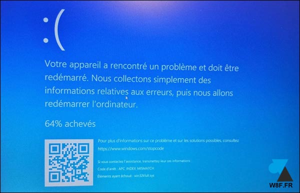 tutoriel Windows 10 BSOD écran bleu apc index mismatch