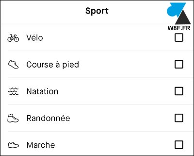 Strava liste type de sport