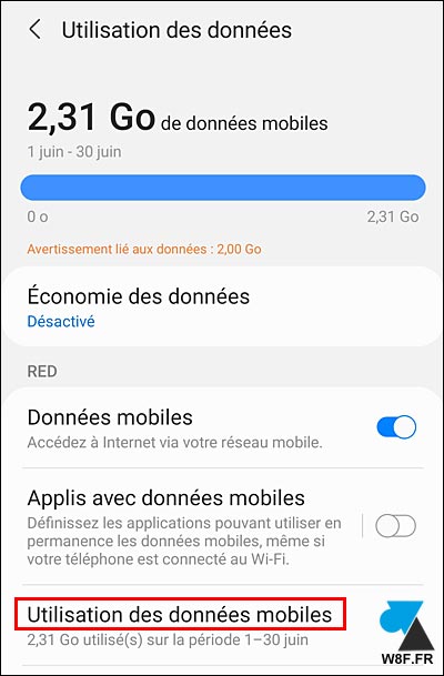 tutoriel Samsung Android limite quota données mobiles 4G