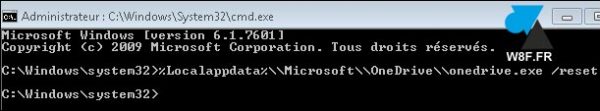 tutoriel OneDrive problème connexion solution commande reset