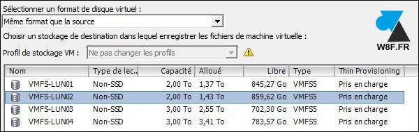 tutoriel VMware vSphere ESXi migrer datastore banque de données disque LUN VMFS