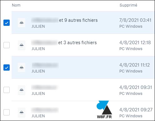 tutoriel Dropbox fichiers supprimés deleted files