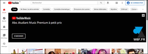 YouTube avec publicité