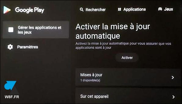 tutoriel Android TV mise à jour application automatique