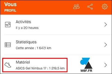 tutoriel Strava gestion usure materiel sport