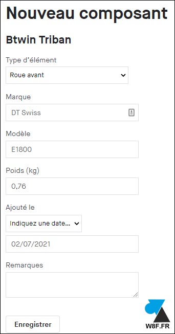 tutoriel Strava ajouter composant vélo