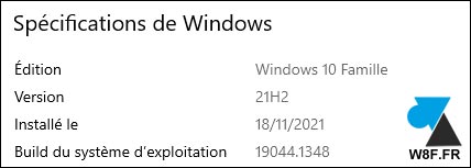 tutoriel verifier version Windows 10 21h2