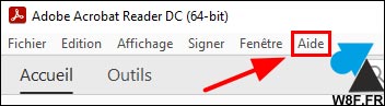tutoriel Adobe Acrobat Reader menu Aide