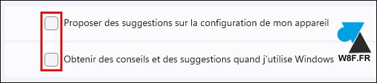tutoriel Windows 11 Parametres désactiver suggestions