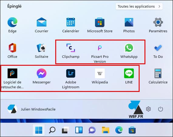 Windows 11 menu Démarrer