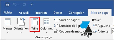 tutoriel Word menu taille mise en page