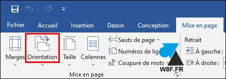tutoriel Word orientation portrait paysage