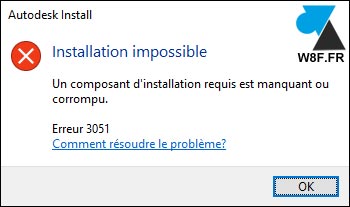 tutoriel solution AutoCAD erreur 3051