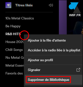 tutoriel Spotify supprimer bibliotheque playlist