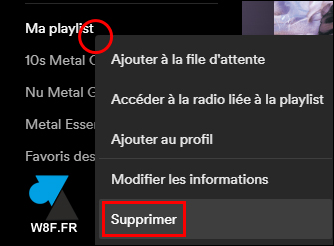 tutoriel Spotify supprimer playlist