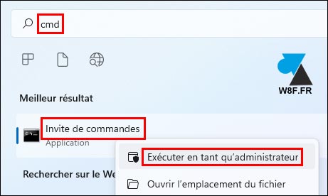 tutoriel Windows 11 ouvrir cmd admin invite de commande administrateur