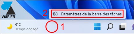 tutoriel Windows 11 clic droit barre taches parametres
