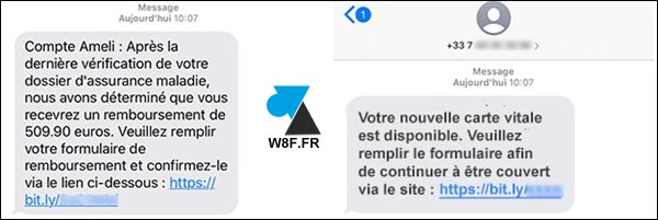 faux SMS ameli fake phishing