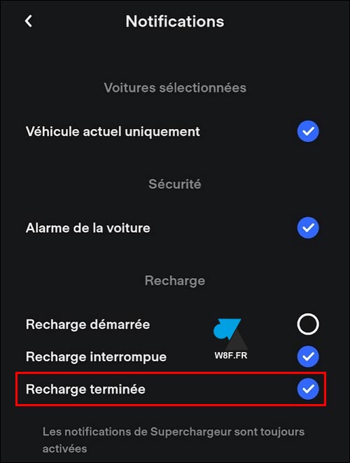 tutoriel app Tesla notification recharge terminee