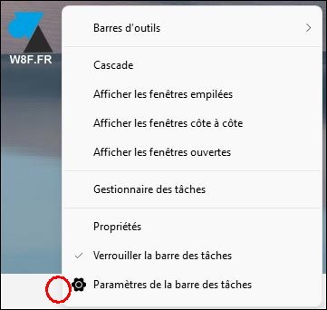 Windows 11 barre des taches clic droit