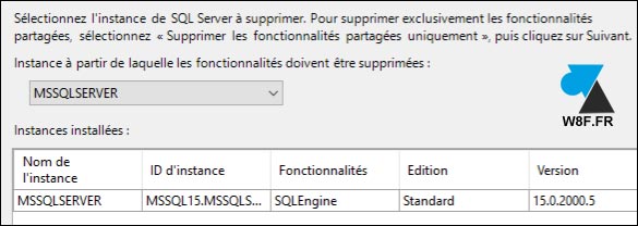 tutoriel desinstaller instance SQL Server