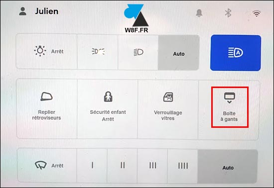 tutoriel Tesla menu boite a gants