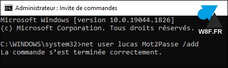 tutoriel net user create Windows cmd