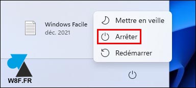 tutoriel Windows 11 arreter ordinateur W11