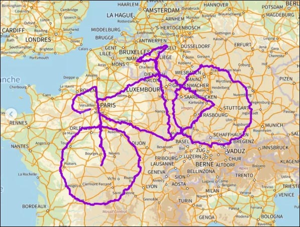 GPS Drawing velo Europe