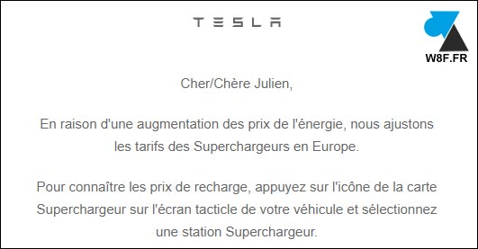 augmentation prix Tesla Superchargeur